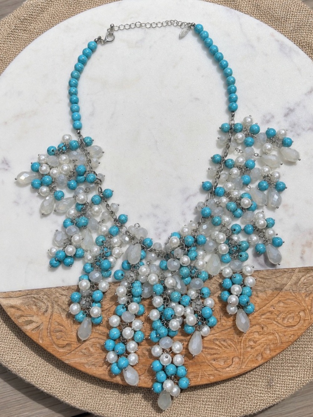 Natasha Couture Turquoise Statement Bib Necklace